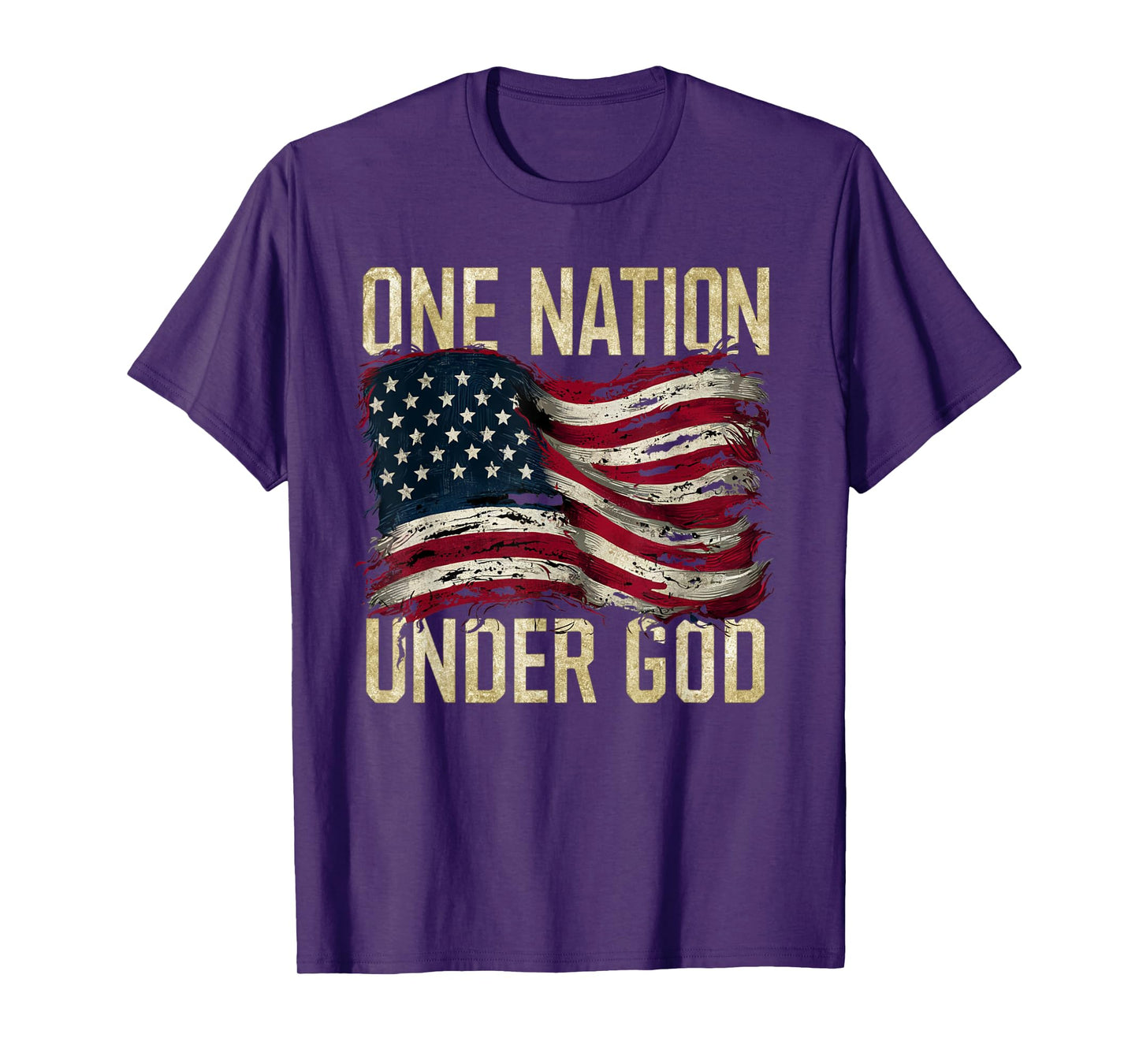 Patriotic One Nation Under God American Flag Design T-Shirt for Women Men