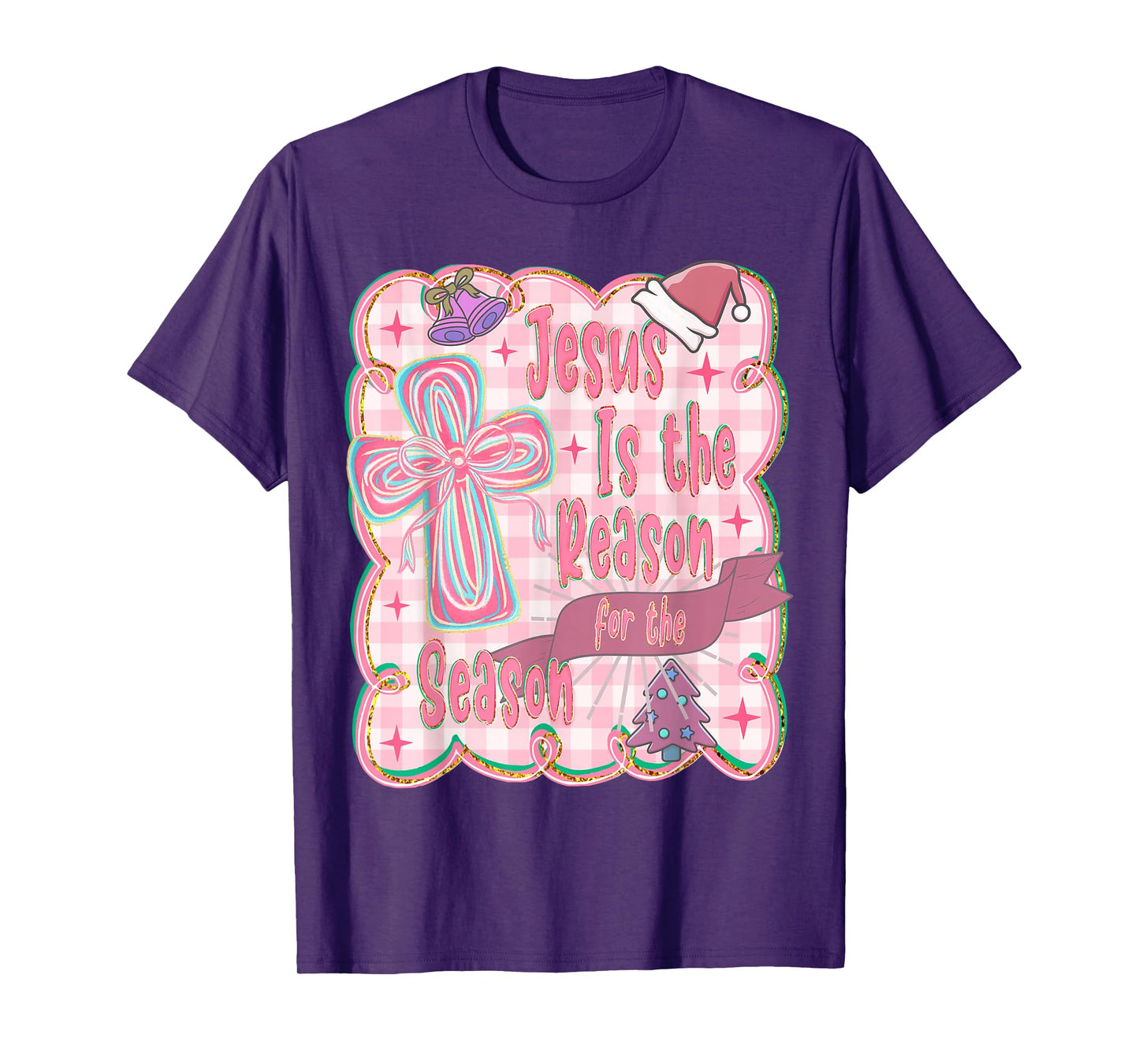 Christ Jesus is The Reason for The Season Xmas Coquette Bow T-Shirt