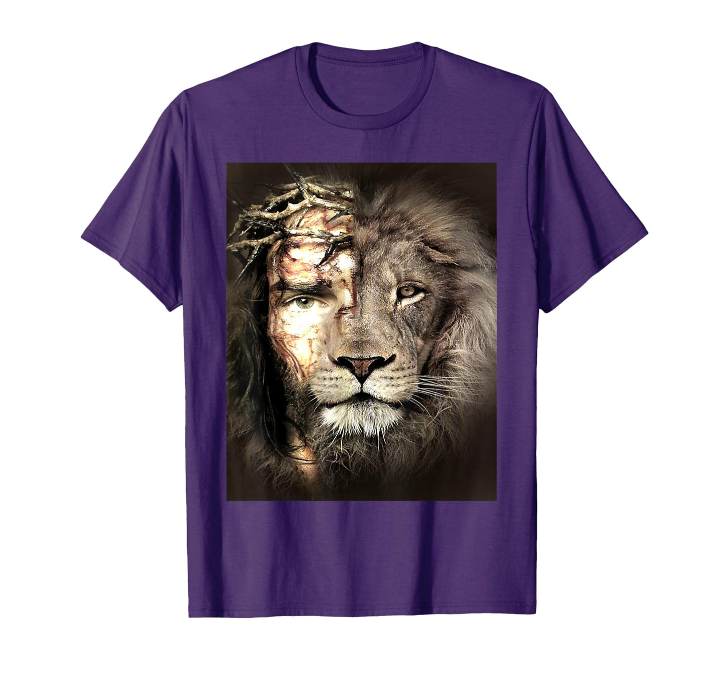 Judah - Jesus And Lion In A Face - A Half Face Jesus God T-Shirt