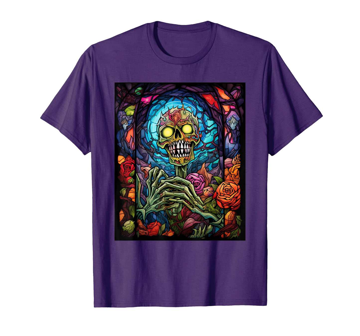 Stained Glass Style Zombie Halloween T-Shirt