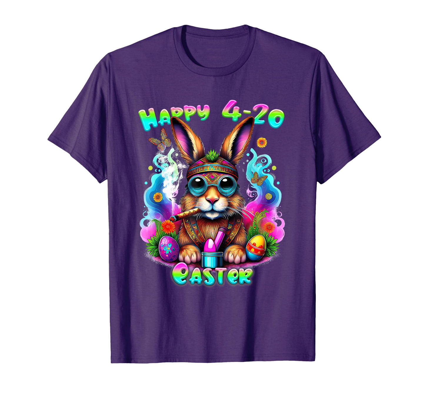 Happy 420 Easter Day Bunny Smoking Weed Marijuana Funny 420 T-Shirt