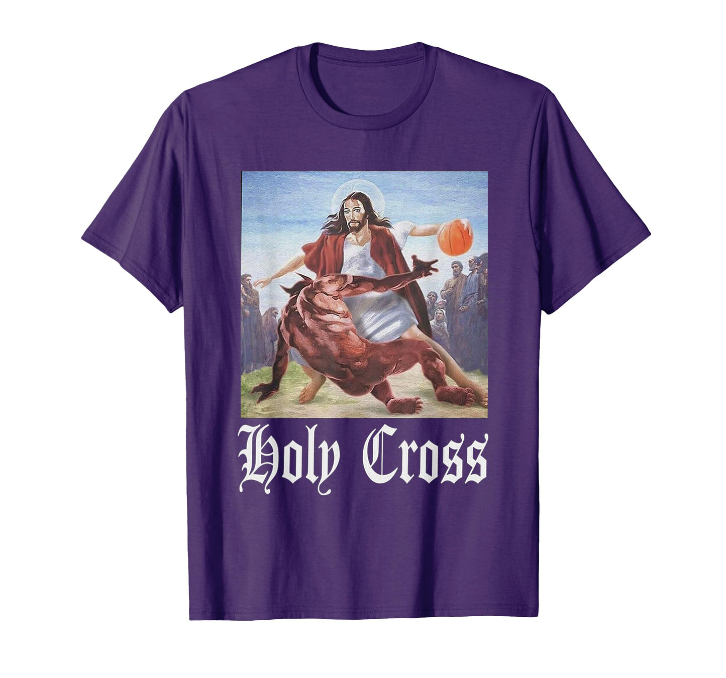 Not Today Satan Jesus Crossover Basketball Holy Cross T-Shirt
