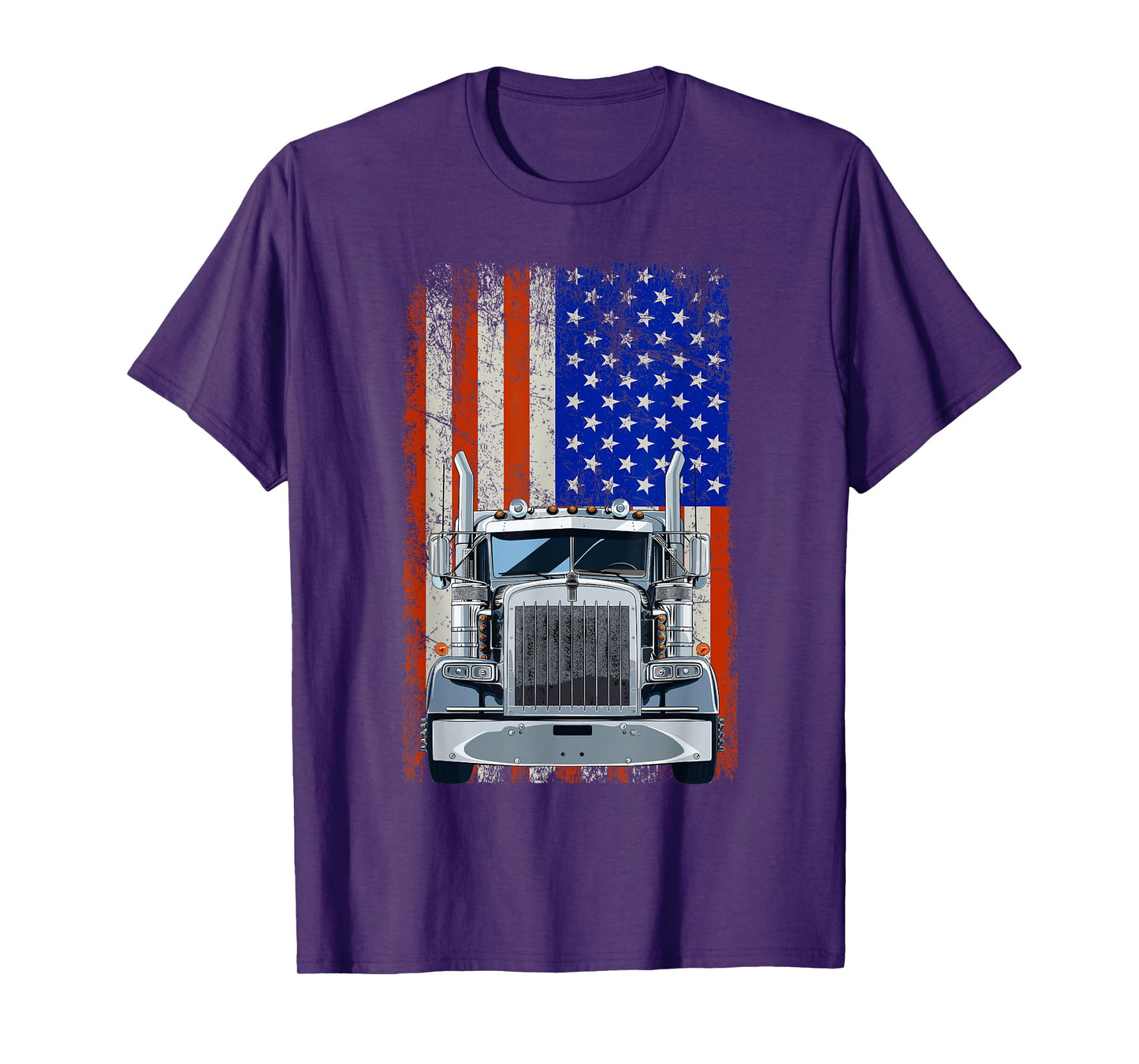 US American Flag Semi Truck Driver T-Shirt