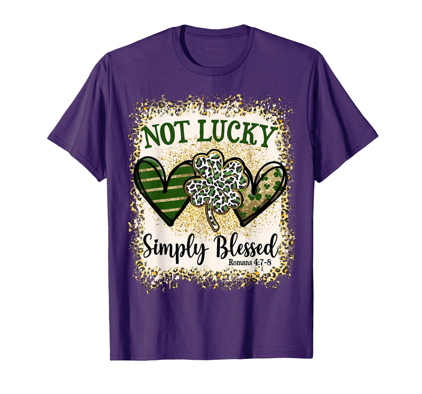 Not Lucky Simply Blessed St Patricks Day Leopard Shamrock T-Shirt