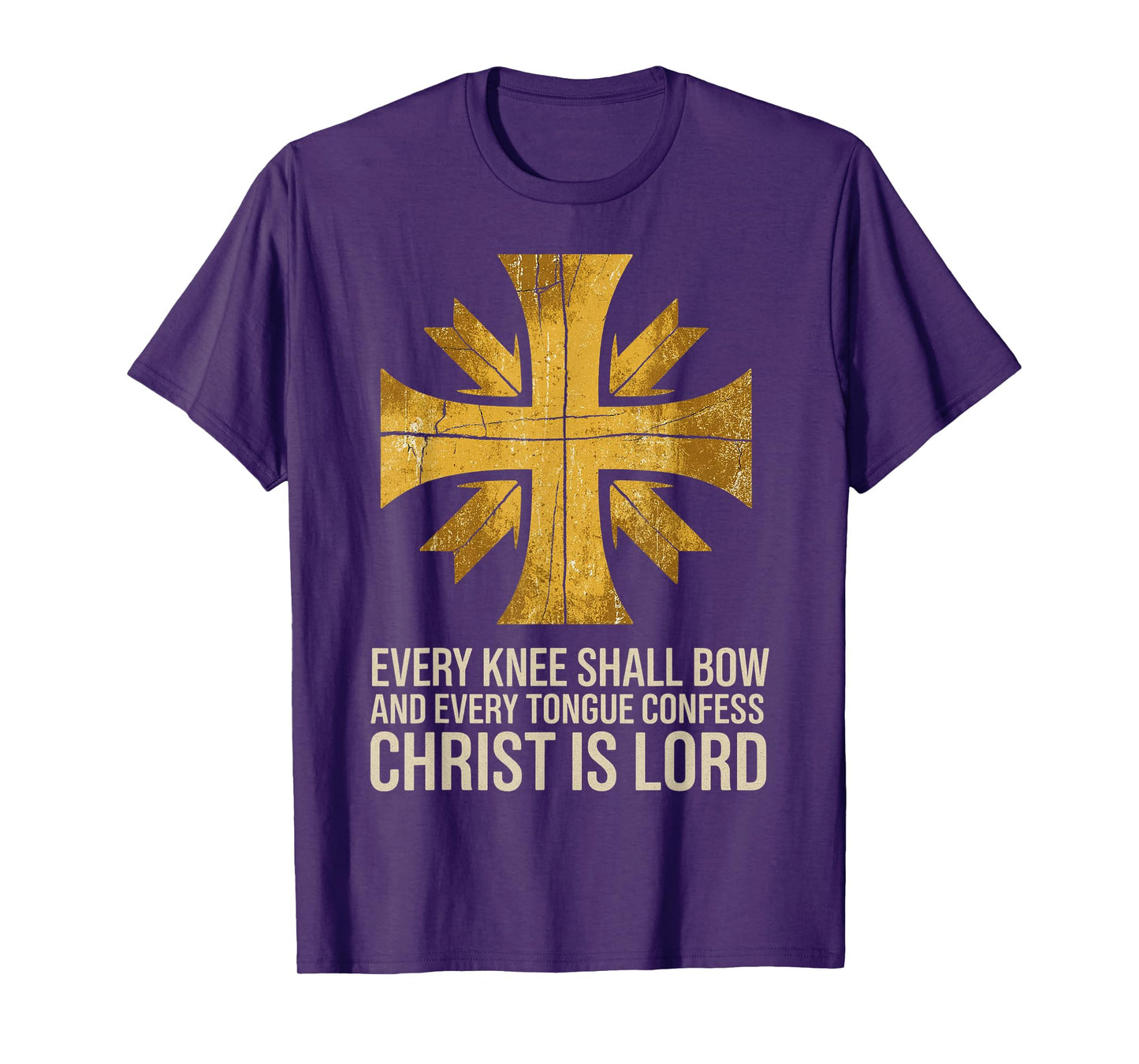 Every Knee Shall Bow Christ is Lord Bible Verse Cross T-Shirt