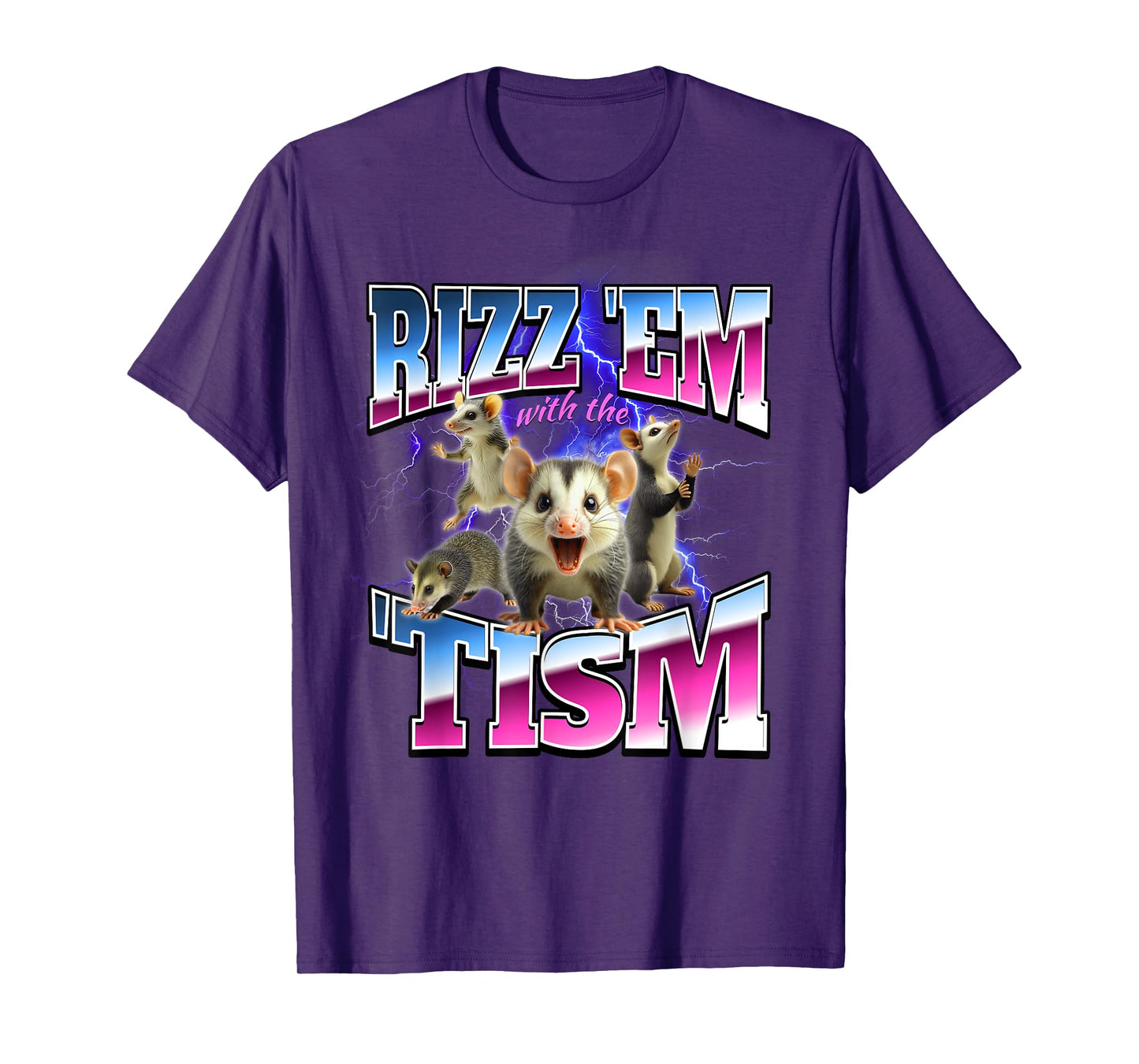 Autism Possum Rizz Em With The Tism Brainrot Funny Unhinged T-Shirt