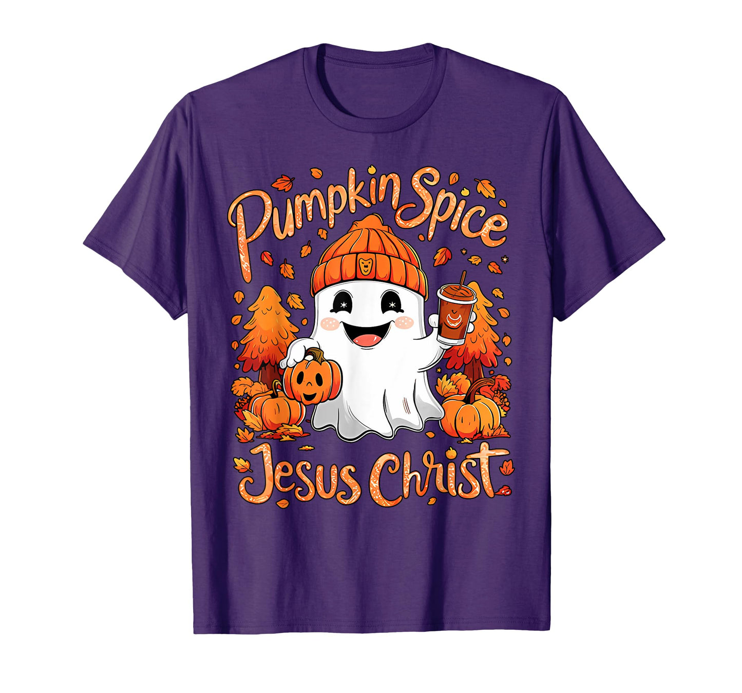 Pumpkin Spice Jesus Christ Ghost Fall Autumn Jesus Christian T-Shirt