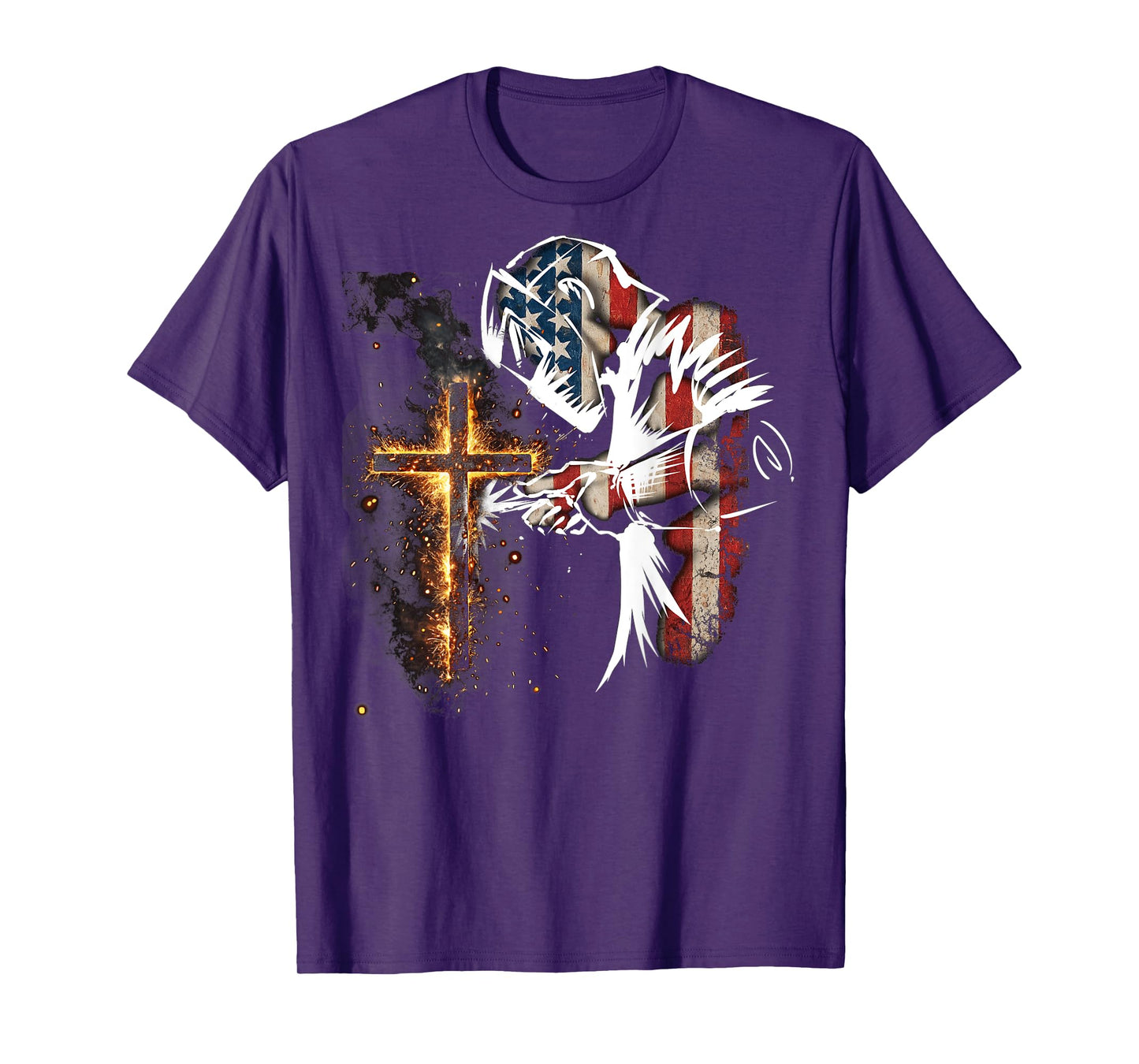 Welder American Flag Mig Tig Welding Faith Cross Christian T-Shirt