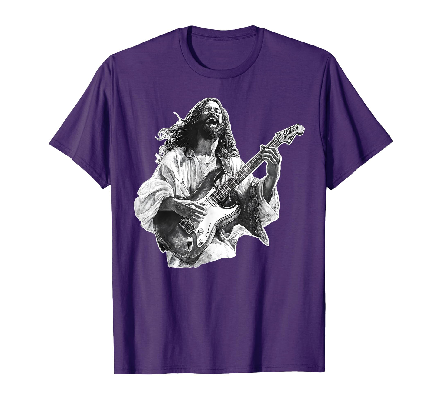 Jesus the Solid Rock Playing Electric Guitar and Laughing T-Shirt