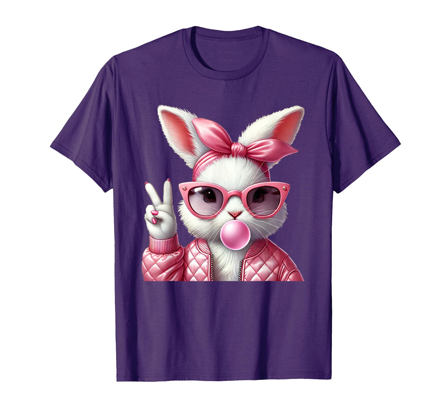 Cute Bunny Rabbit Glasses Bubblegum Easter Pastel T-Shirt