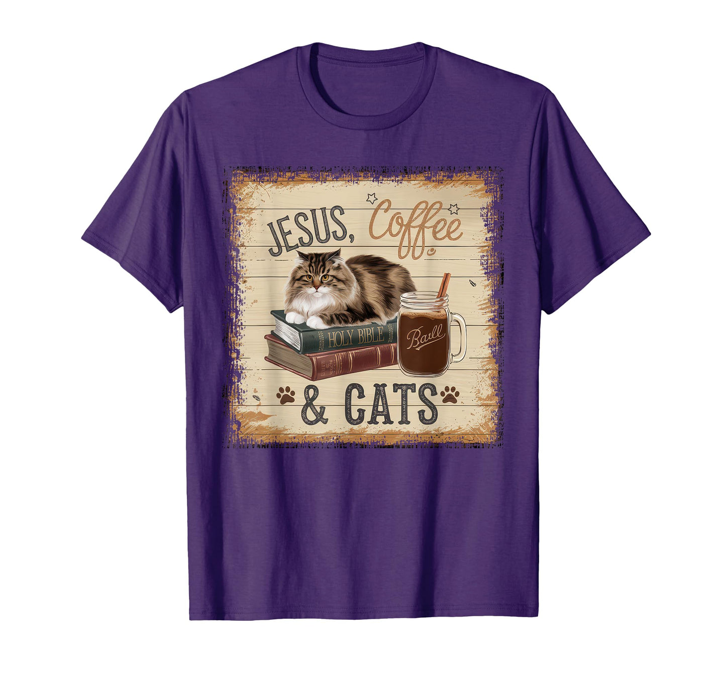 Jesus Coffee Cats Funny Cute Design Jesus Lovers Christian T-Shirt