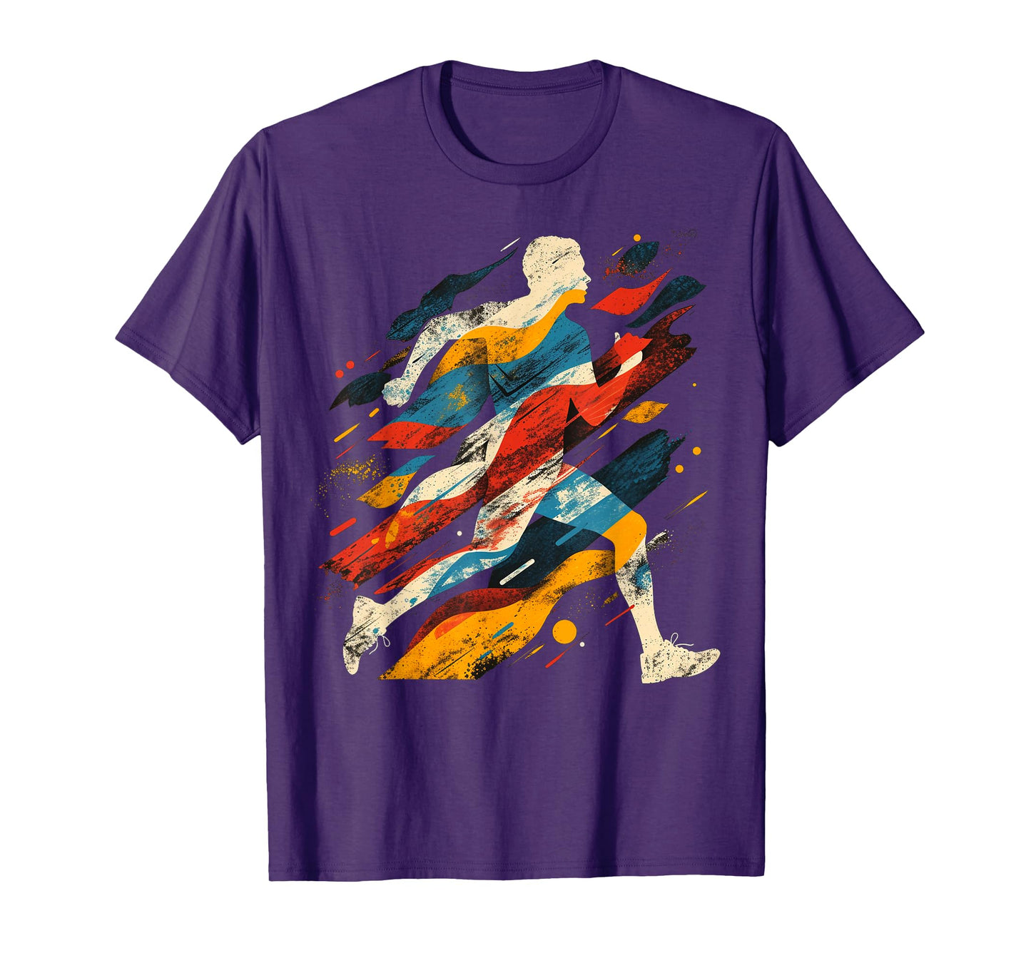Artsy Cross country runner on Abstract Art Running T-Shirt