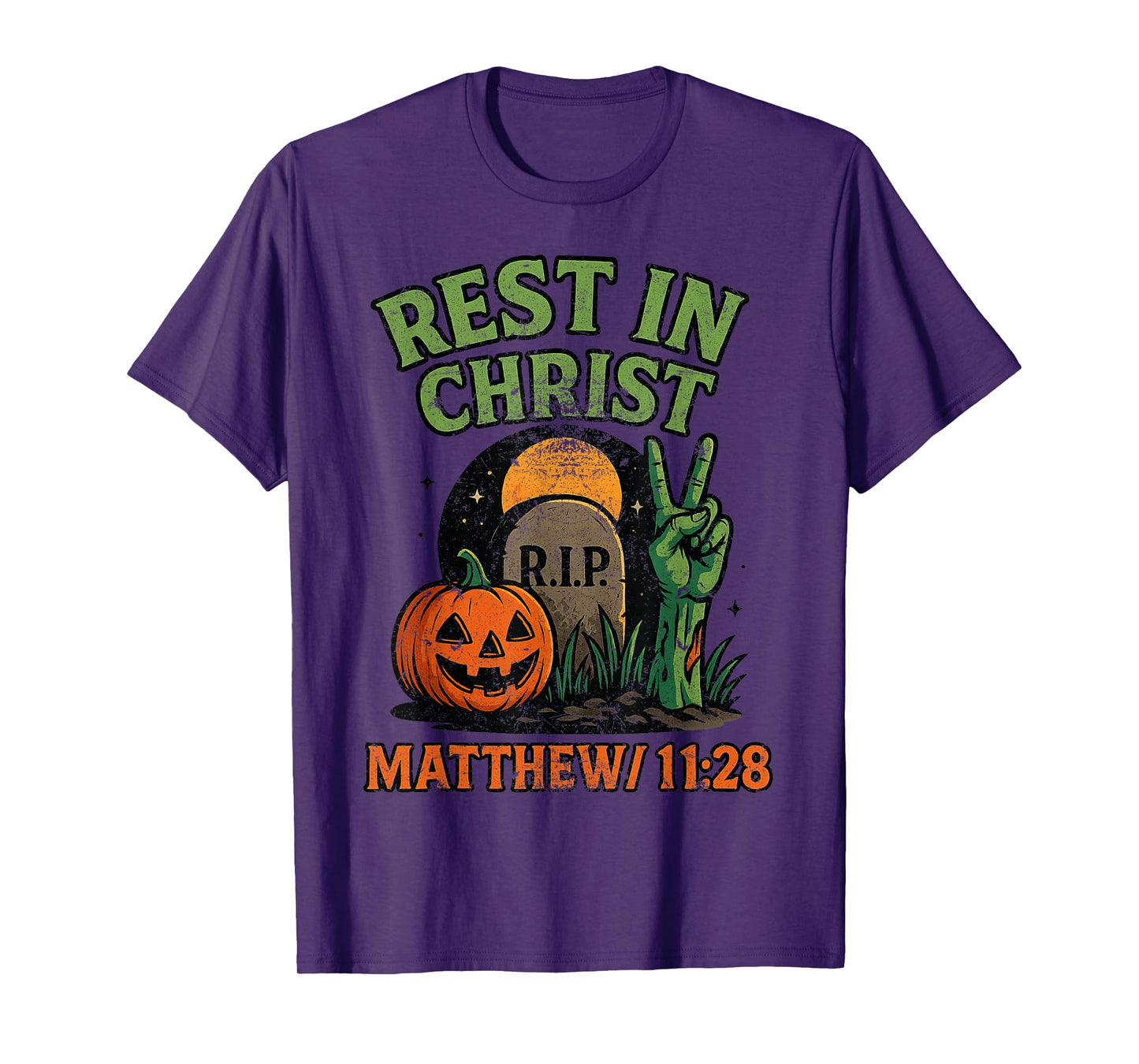 Rest in Christ Matthew 11:28 Christian Vintage Halloween T-Shirt