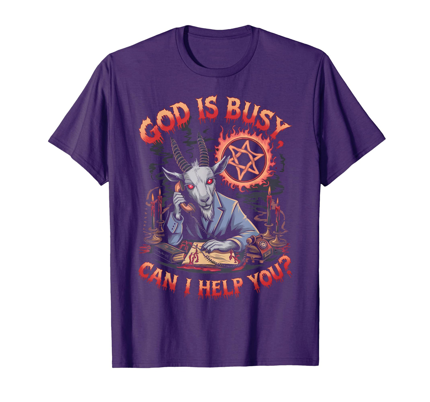 Satanic Goat Office Demon Occult Funny Sarcastic T-Shirt