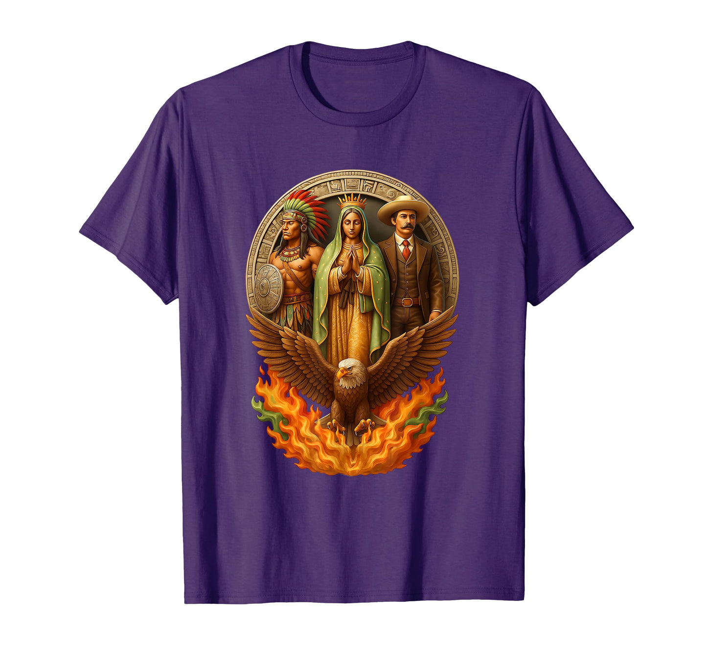 La Reina Virgen De Guadalupe Pancho Villa Guerrero Azteca T-Shirt