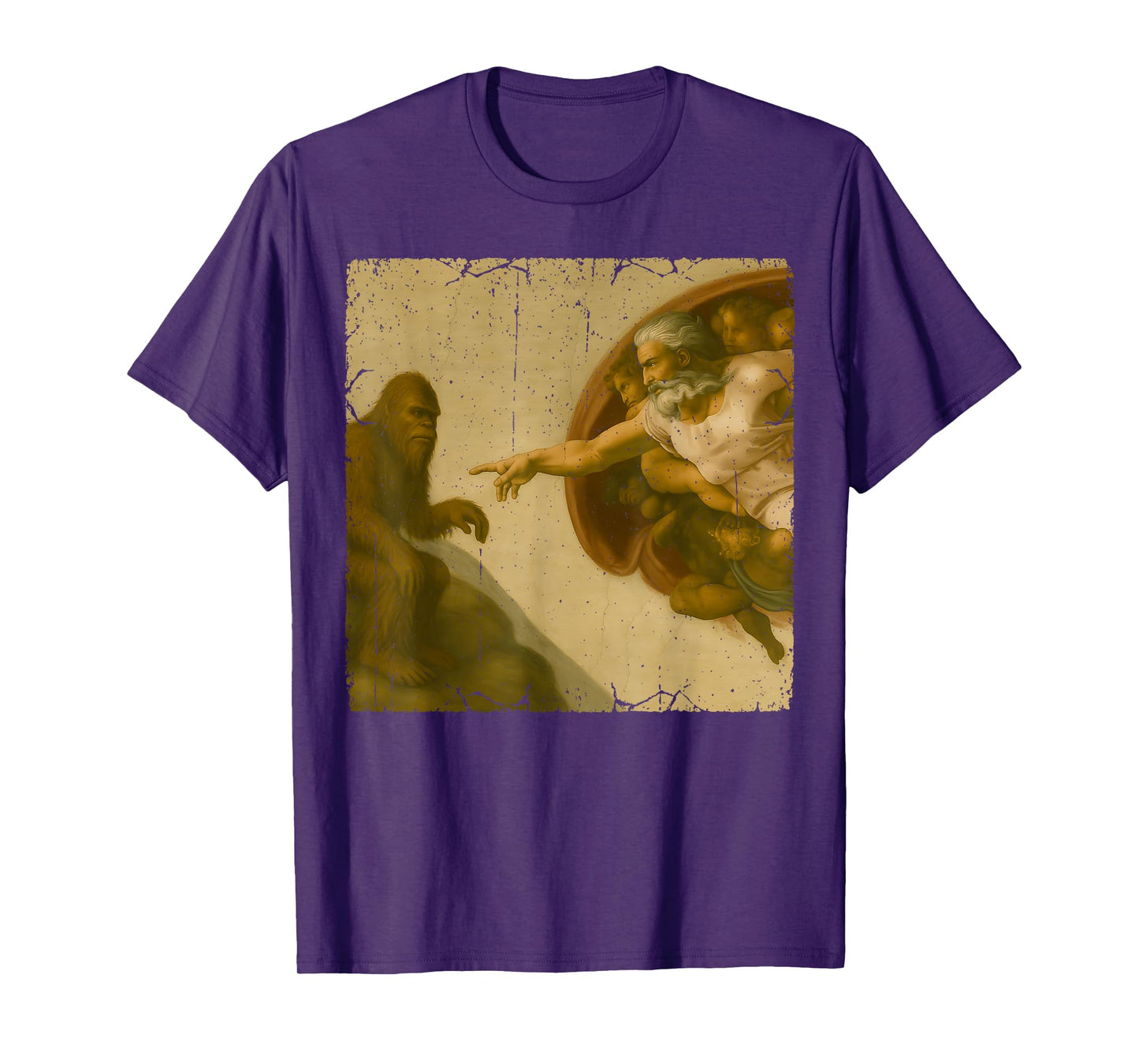 Bigfoot Sasquatch God Creation of Adam Meme Funny Memes T-Shirt