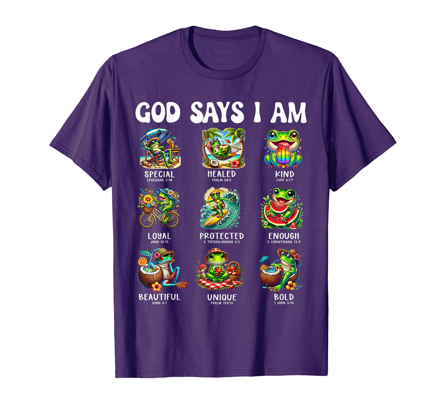 God Says I Am Cute Frog Scripture Bible Design T-Shirt