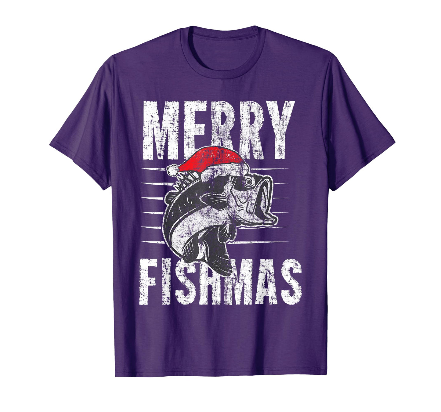 Merry Fishmas Funny Christmas Fishing Distressed Gift T-Shirt