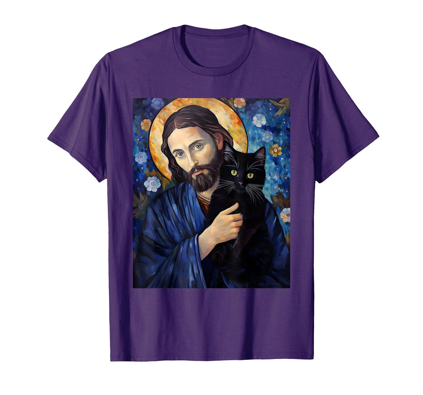 Black Cat Jesus Shirts For Men Womens Funny Christian T-Shirt