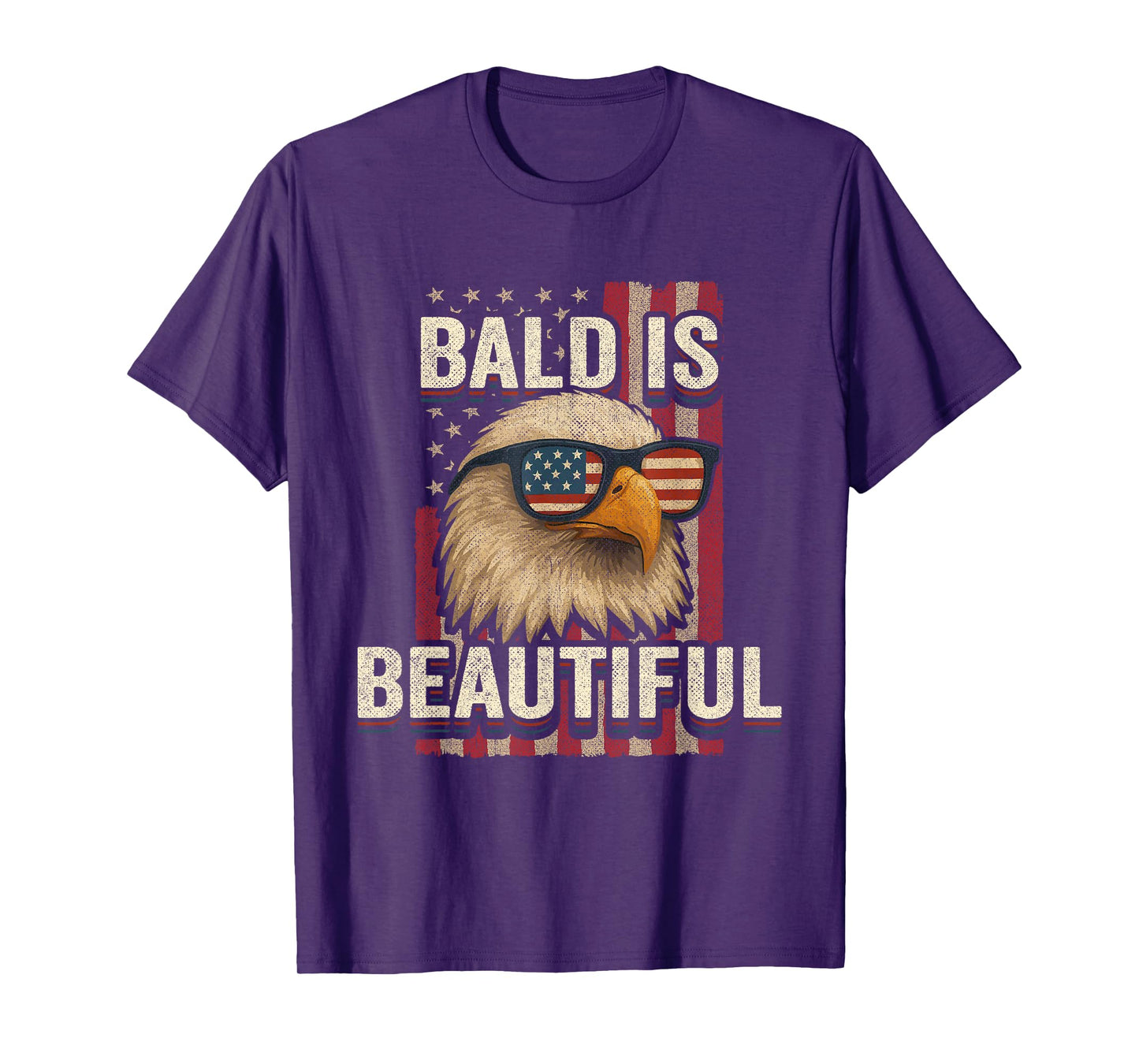 4th of July USA American Flag Eagle - Bald is Beautiful T-Shirt