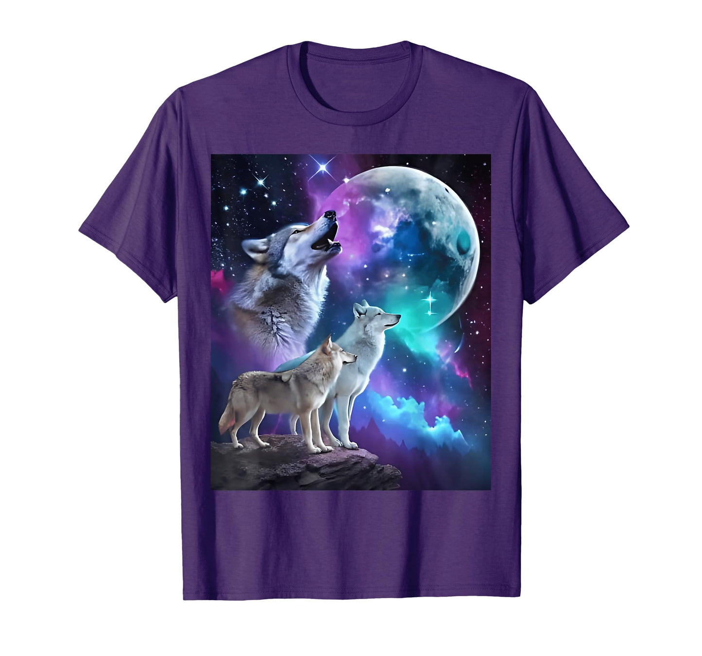 3 Wolf Moon Howling Wolf Head Funny Wolves For Men Women Fun T-Shirt