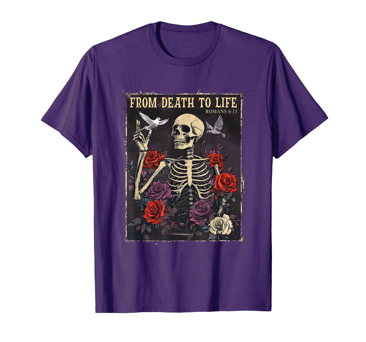 from Death to Life Christian Bible Vintage Gothic Skeleton T-Shirt