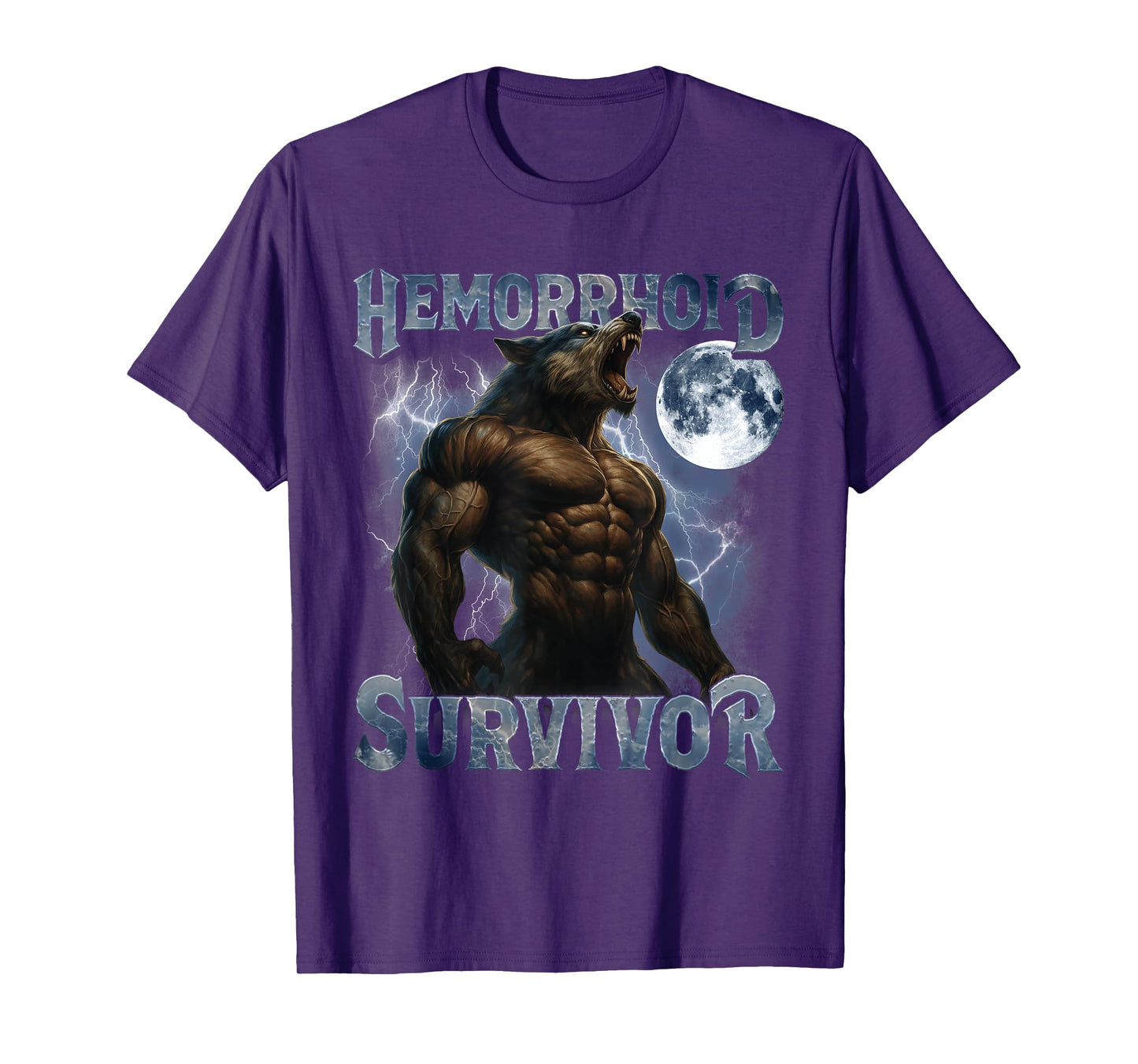 Hemorrhoid Survivor Funny Meme Wolf Embarrassing Adult Humor T-Shirt