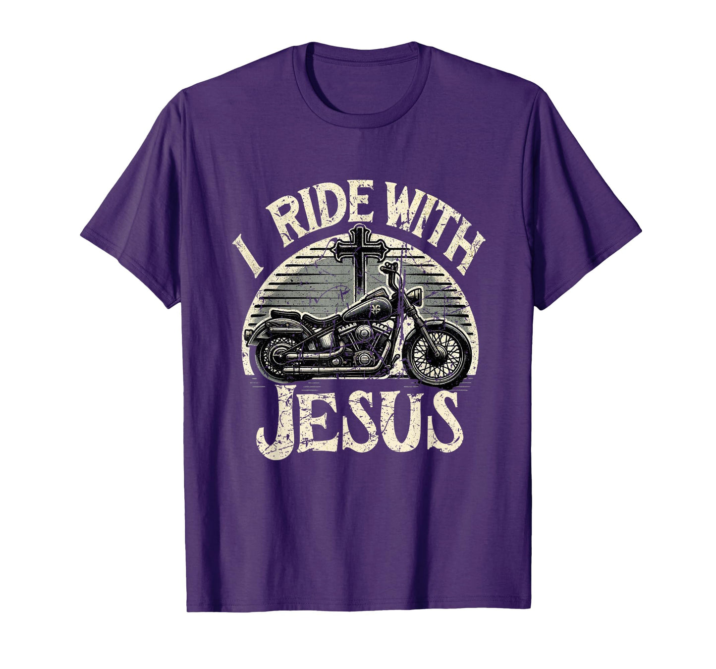 Vintage I Ride With Jesus Motorcycle Christian T-Shirt
