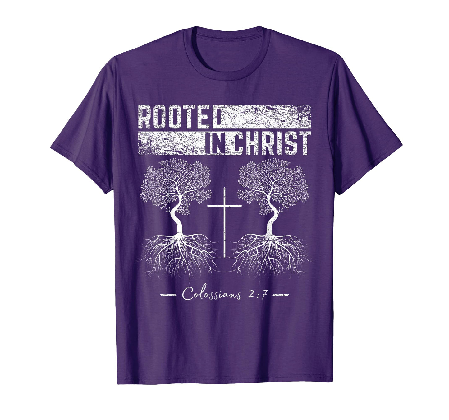 Rooted in Christ Jesus God Religious Cross Christian Faith T-Shirt