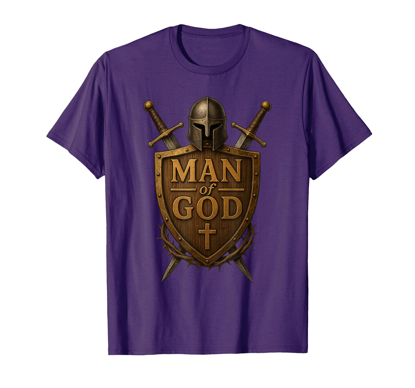 Faithful Warrior Man of God Christian Men Knight Armor Dad T-Shirt
