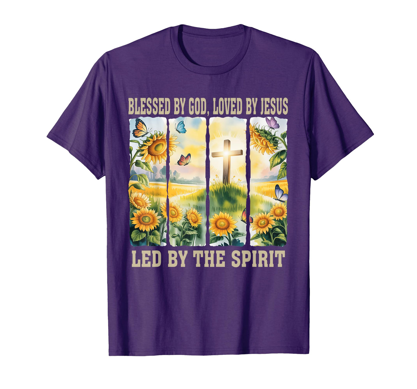 Blessed By God - Loved By Jesus Women Christian Sunflower T-Shirt
