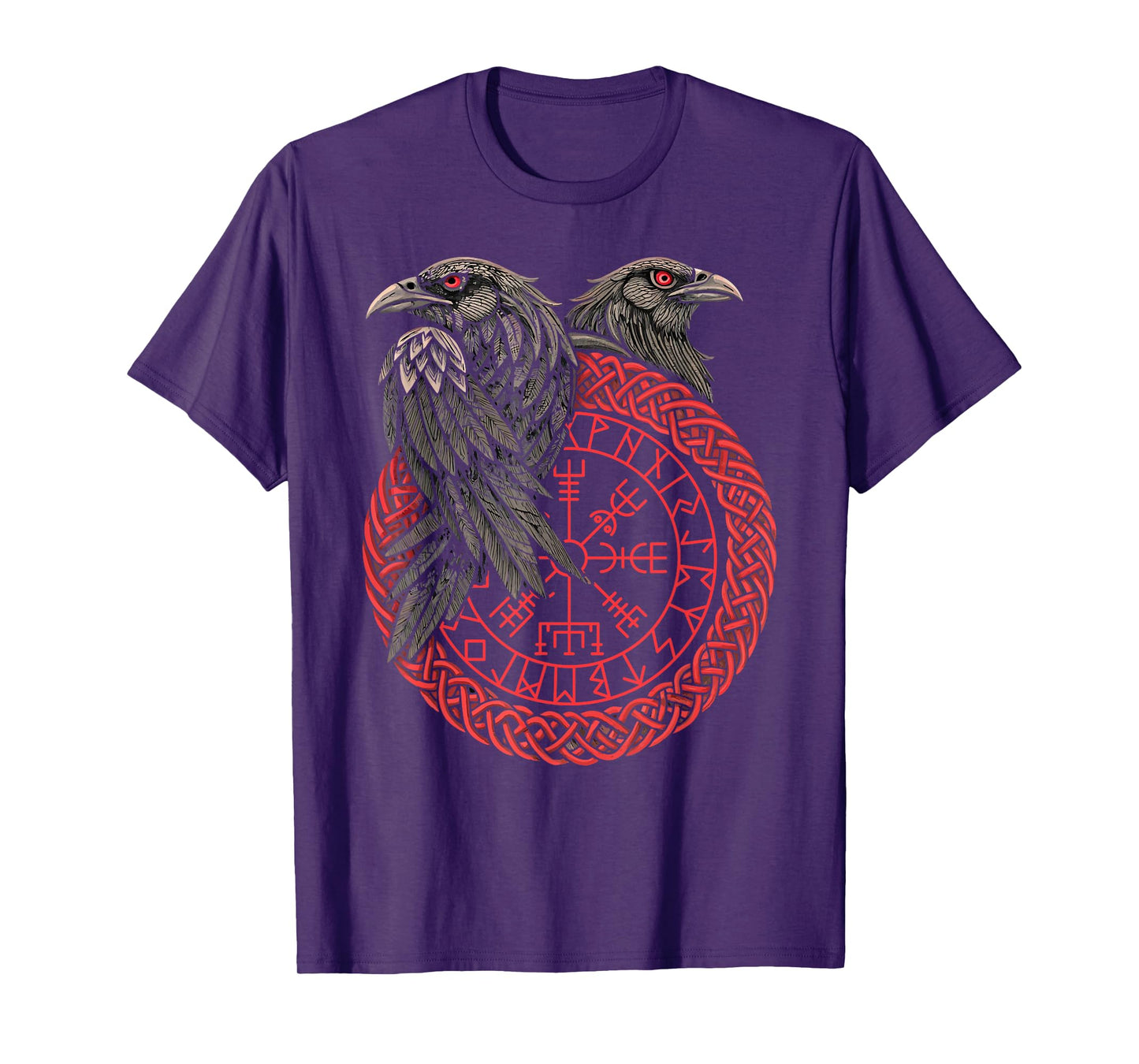 Retro Viking Compass Vegvisir Nordic Rune Raven T-Shirt