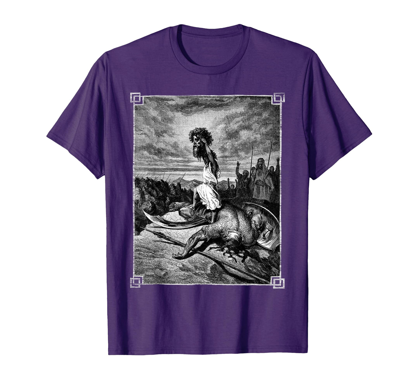 David slays Goliath Bible art Occult Gothic Medieval Grunge T-Shirt