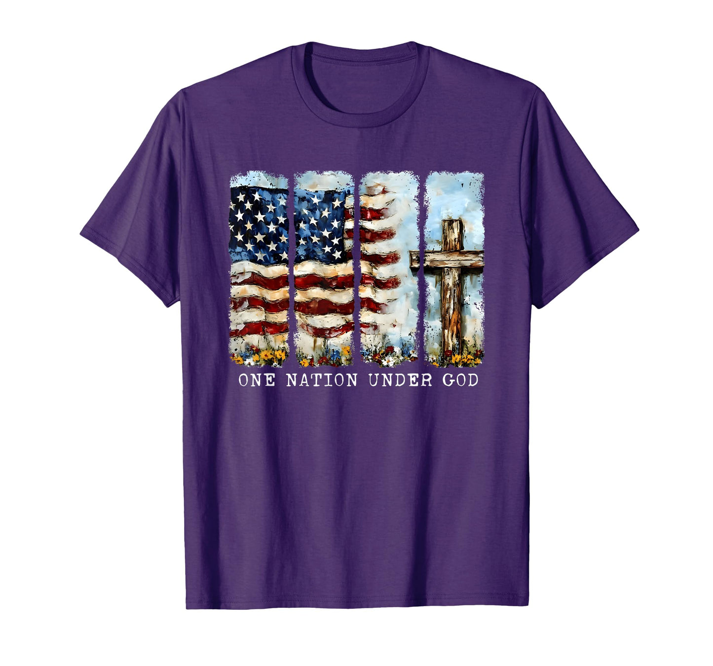 One Nation Under God Flag 4th Of July Patriotic Christian T-Shirt