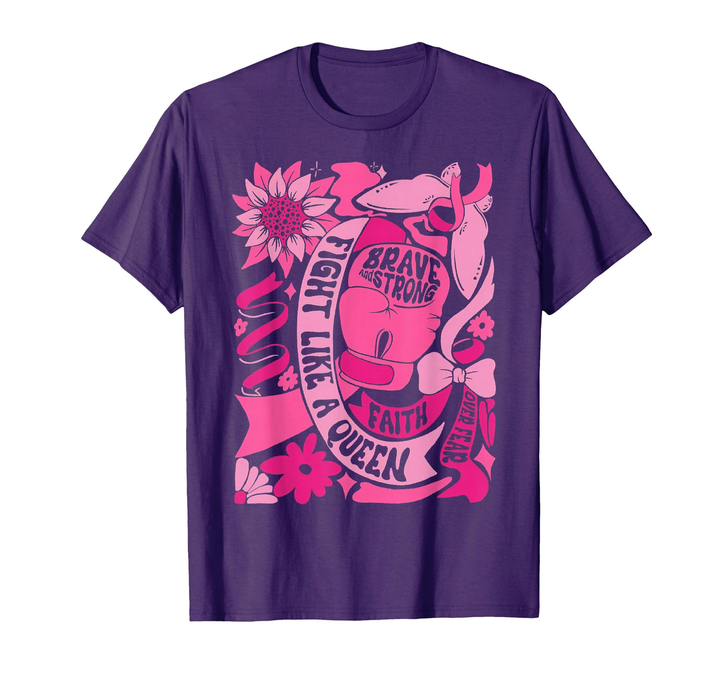 Fight Like A Queen Women Girl Breast Cancer Warrior T-Shirt