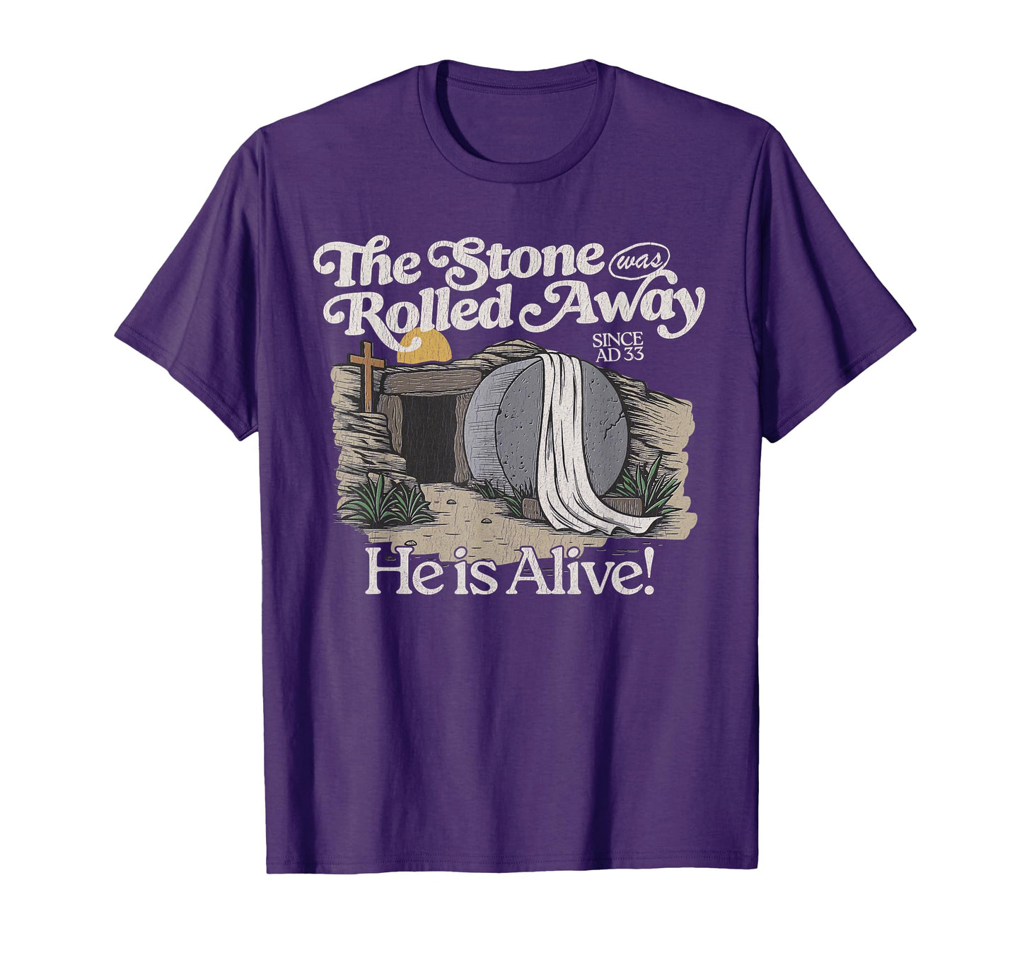 The Stone Was Rolled Away He Is Alive Retro Christian Easter T-Shirt