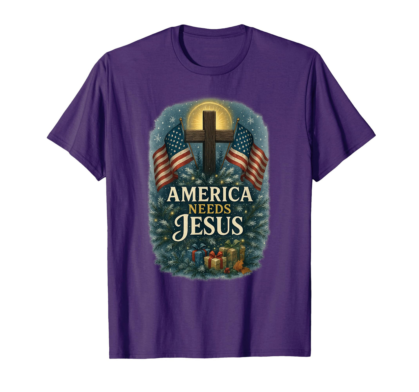 America Needs Jesus Patriotic Christians Christmas Patriotic T-Shirt