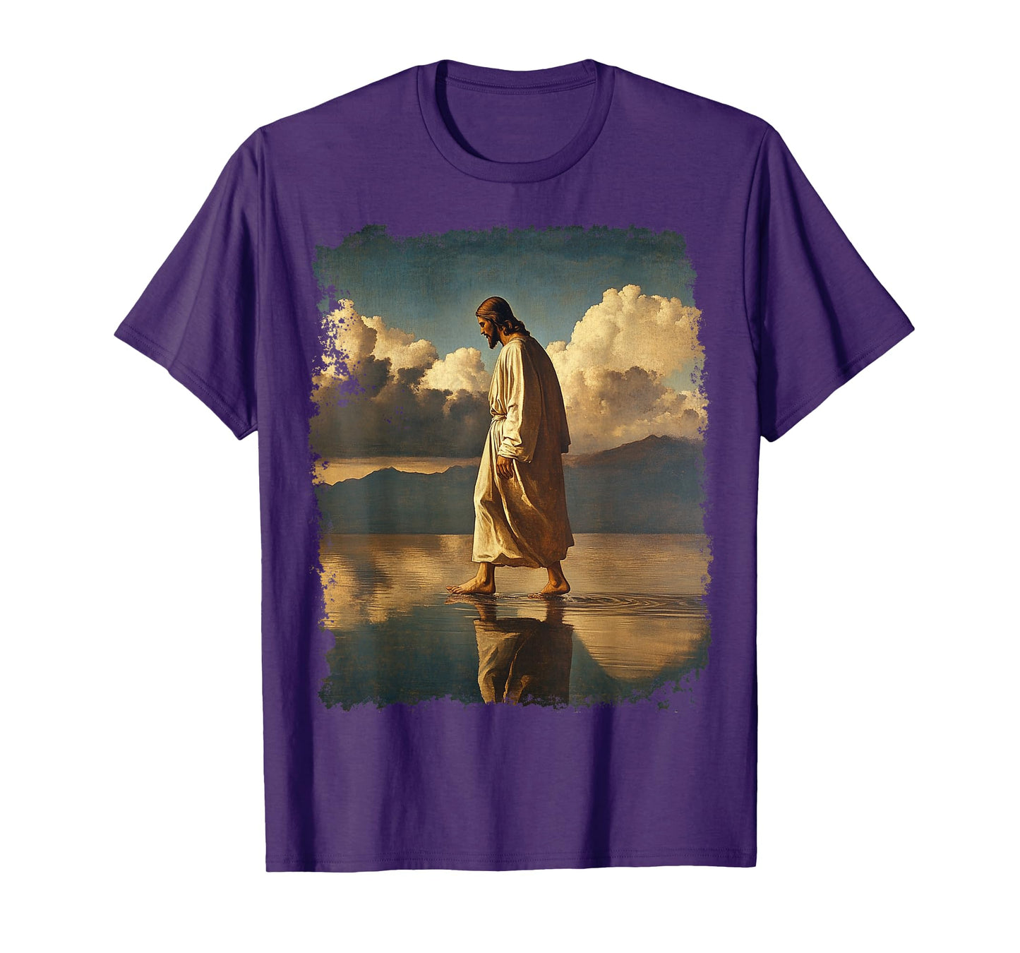 Jesus Christ Walking on Water Christian Bible Graphic Tees T-Shirt