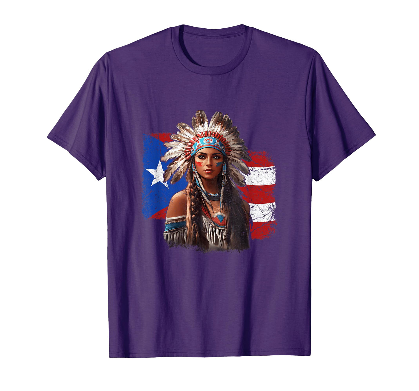 Taino Woman Puerto Rican Flag Indigenous Caribbean Women T-Shirt
