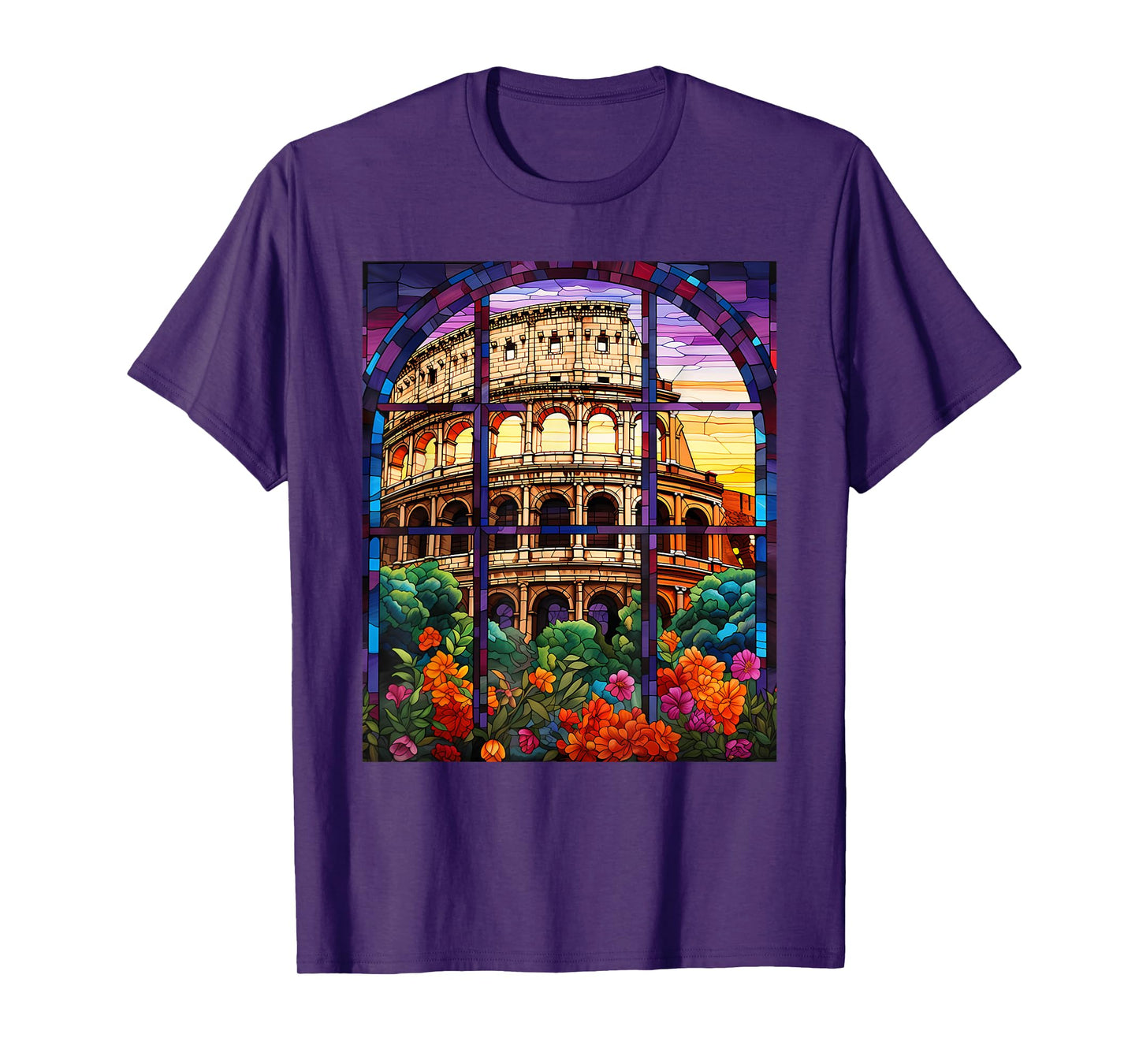 Stained Glass Style Roman Colosseum T-Shirt
