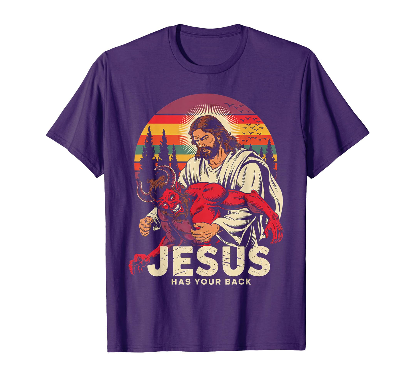 Jesus Has Your Back Jiu Jitsu Retro Christian Men Women Kids T-Shirt