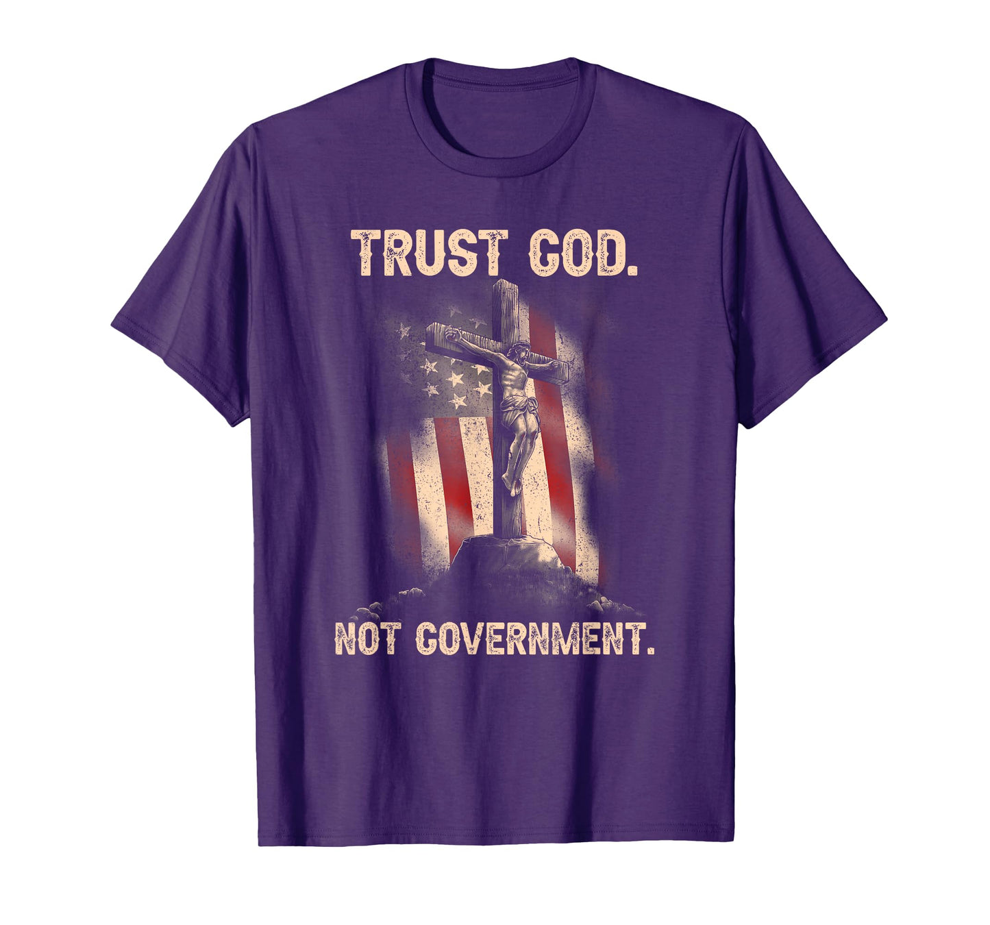 Trust God Not Government Christian Faith Cross US Flag T-Shirt