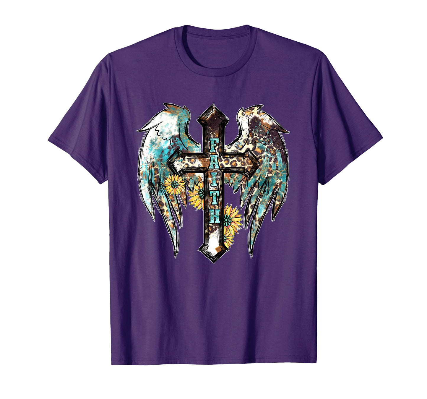 Christian Western Cross With Sunflower Decor For Women Faith T-Shirt
