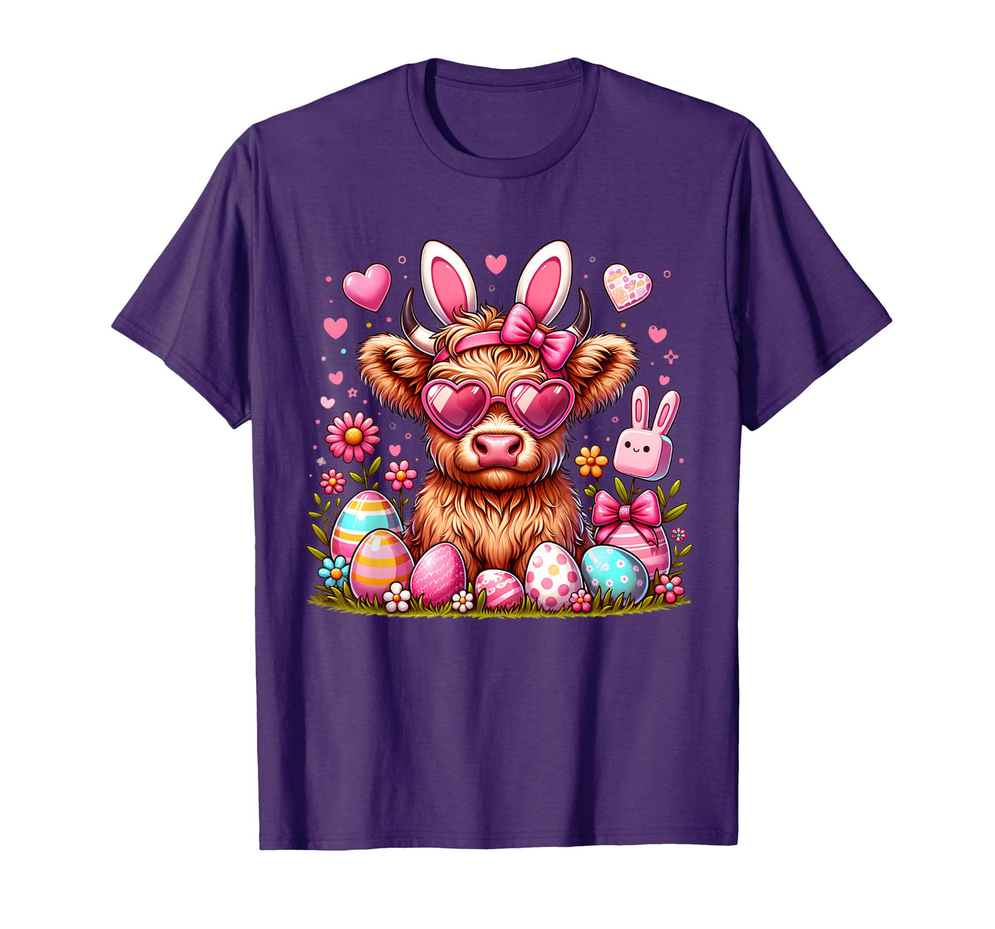 Easter Day Highland Cow bunny Cute Cow Easter T-Shirt