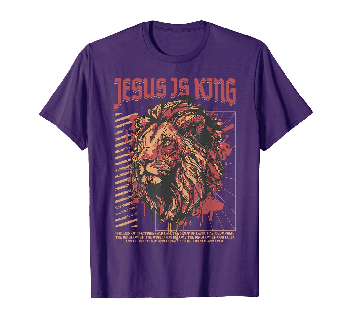 Jesus is King Christian Lion Bible Scripture Faith Quote T-Shirt