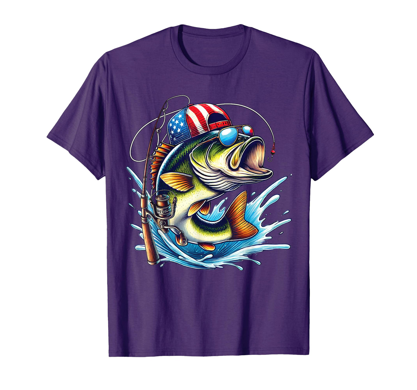 American Flag Fishing Lovers Fisherman Funny Fishing USA T-Shirt