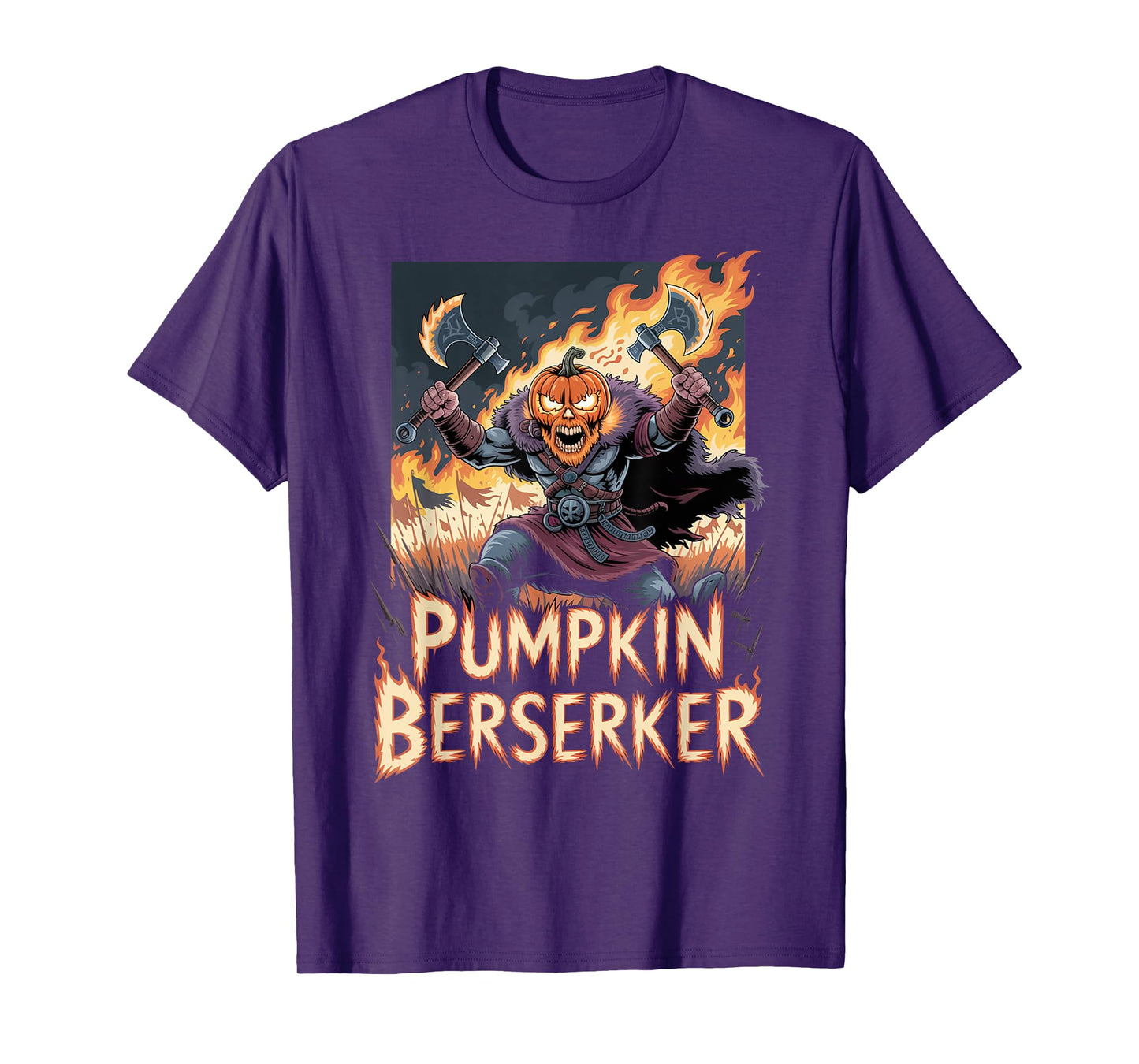 Pumpkin Warrior - Halloween Norse Mythology Berserker Viking T-Shirt