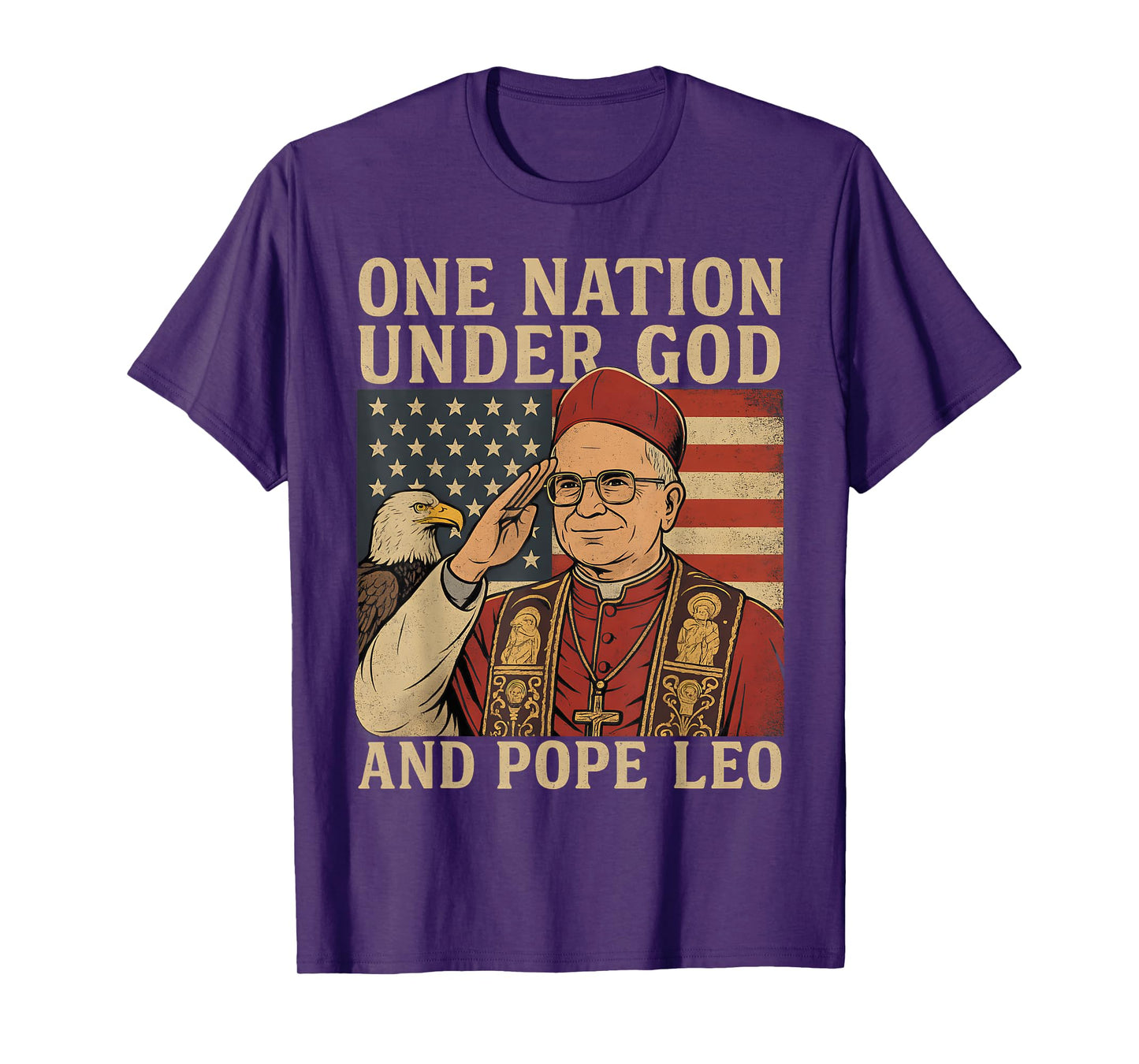 One Nation Under God And Pope Leo USA Patriotic July 4th T-Shirt