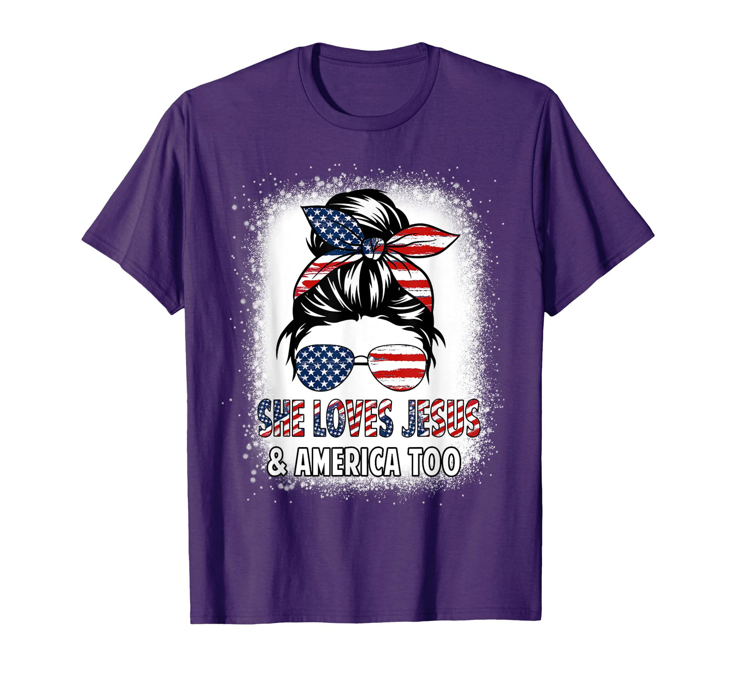 American Flag She Loves Jesus & America Too Christian Girl T-Shirt