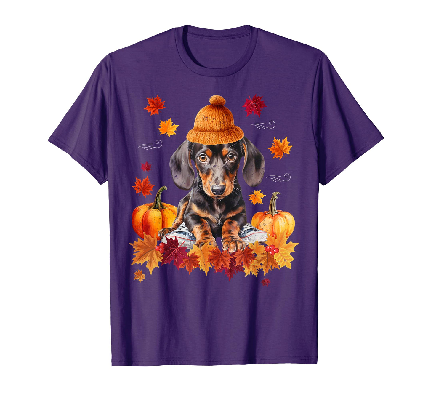 Dachshund Hello Autumn Leaf Fall For Dog Lover Men Women Girls Kids T-Shirt